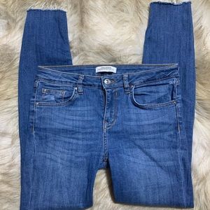 Zara Skinny Leg Raw Hem Jeans
